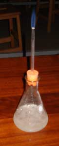 Setup to burn jet of carbon monoxide and observe its beautiful blue flame
