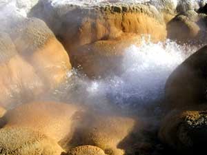 Bubbling water from geyser in Yellowstone National Park