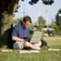 Student in park studying