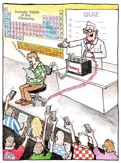 Cartoon of student feedback in a lecture