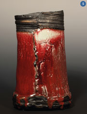 Potter vessel with red copper glaze