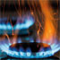 A burning gas stove