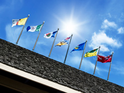 Flags on a roof
