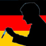 German flag with scientist silouette