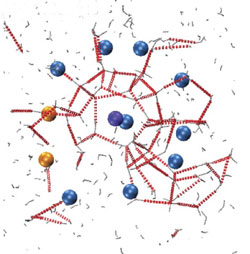 Simulated methane hydrate nucleation and growth