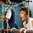 Boy watching chemistry demonstration
