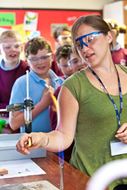 Chemistry teacher giving a demonstration