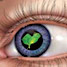Spinach leaves superimposed on the pupil of an eye.