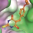 Abstract image of a chemical compound binding to a receptor
