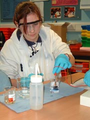 student doing practical