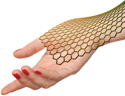 Graphene sheet on a hand