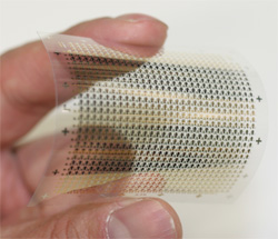Flexible, organic floating gate transistor sheet