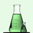 Conical flask containing green liquid