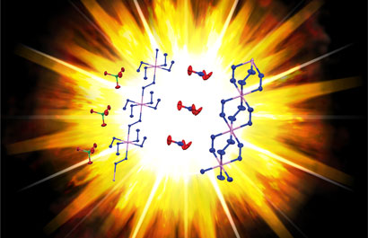 Explosion with chemical structures 