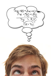Student thinking about maths