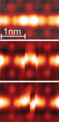 STM images show the flipping dimer pair