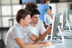 Students working on computers