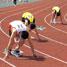 Olympic sprinters at the start line