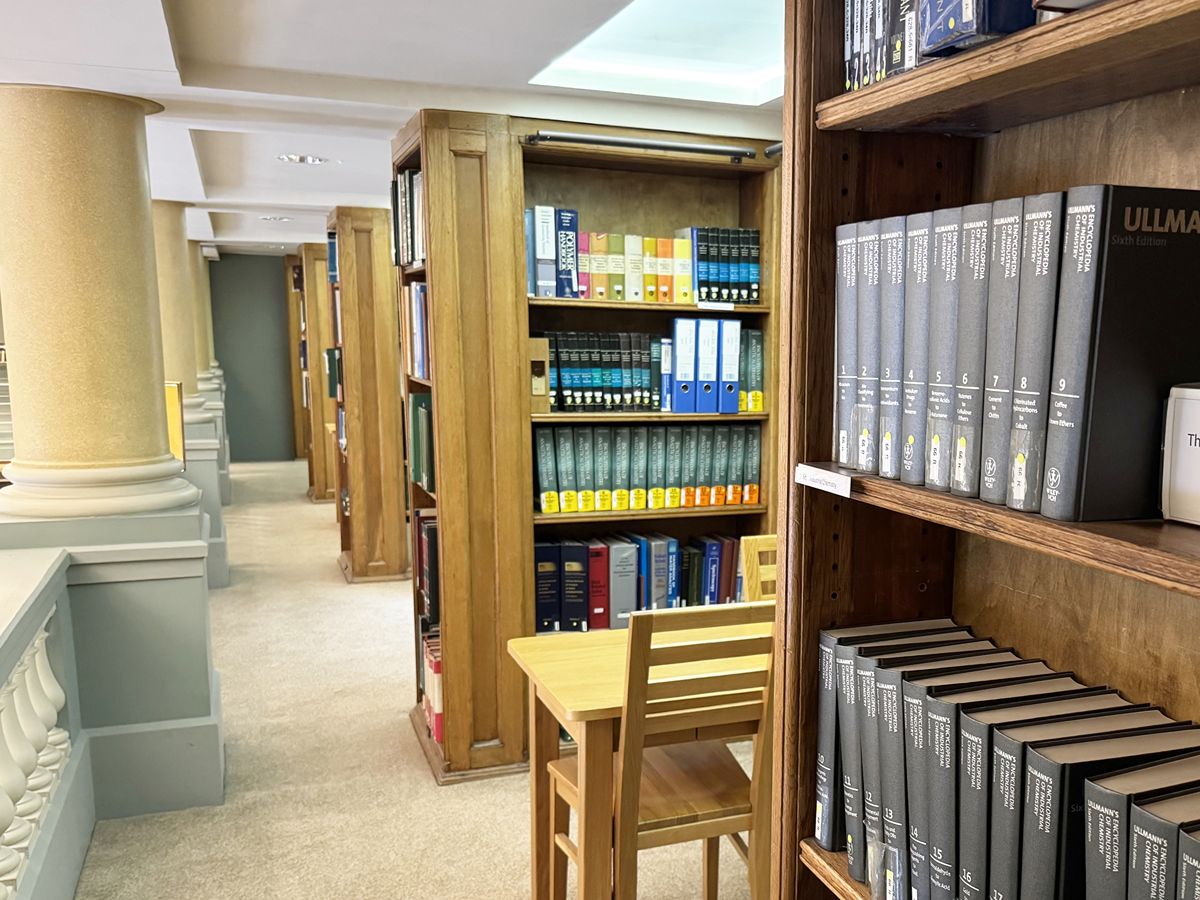 RSC Burlington House library showing books on shelves