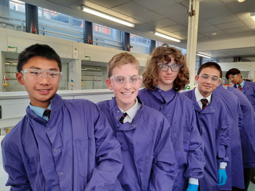 The team from Magdalen College School pose in the laboratory The team from Magdalen College School pose in the laboratory