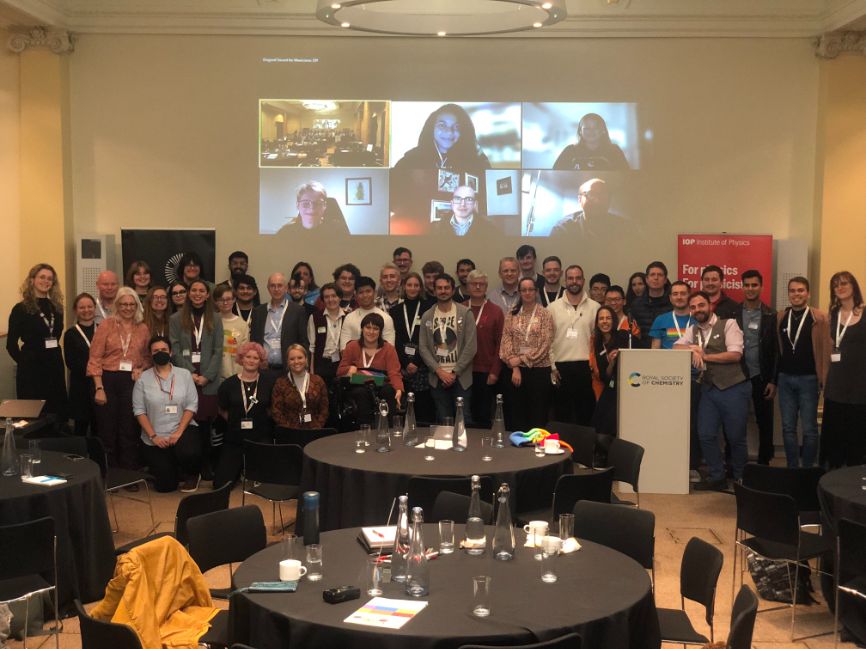 Attendees at a special LGBT+ STEM Day event pose for a picture at Burlington House in November 2022 Attendees at a special LGBT+ STEM Day event pose for a picture at Burlington House in November 2022