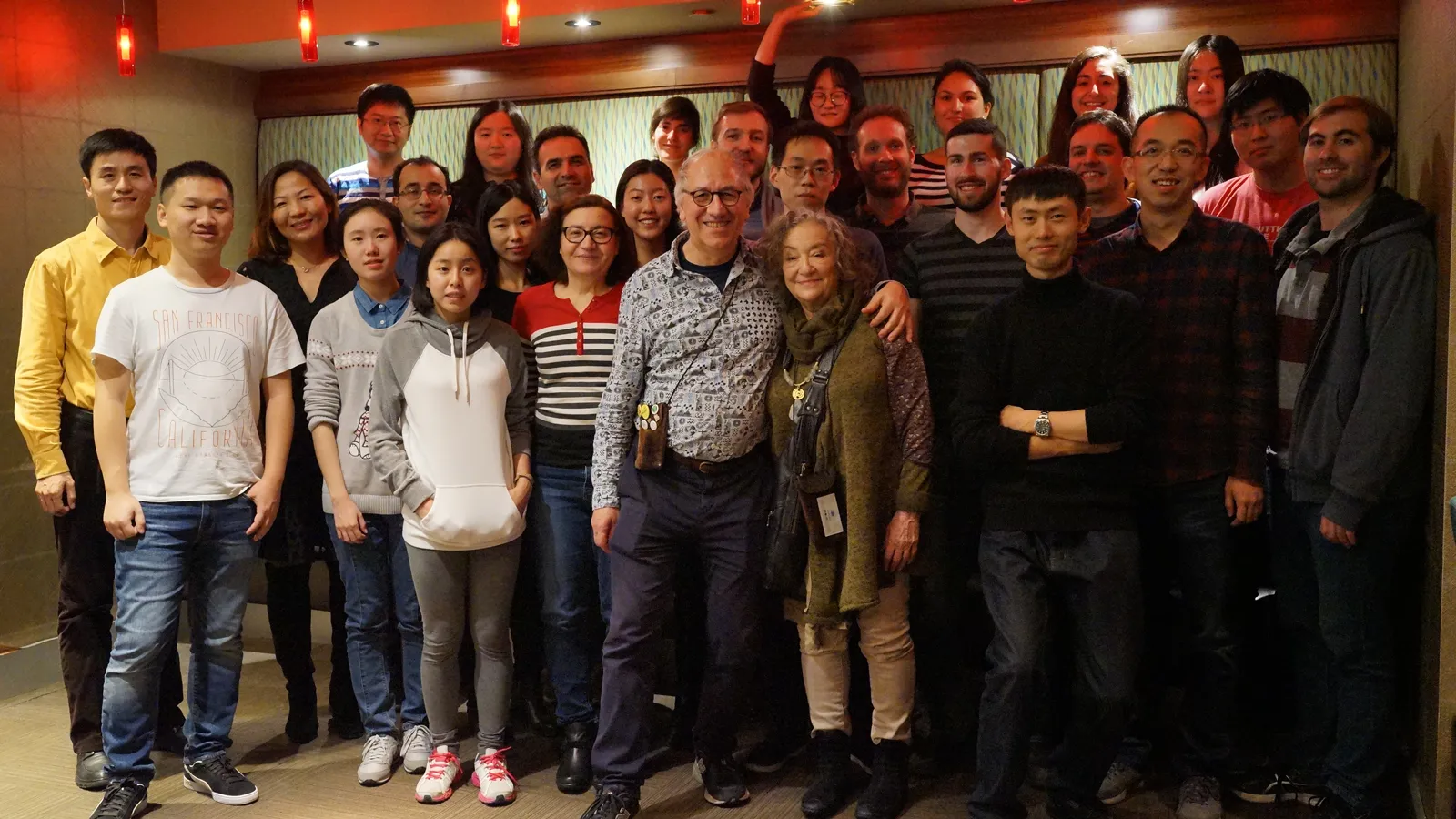 Gas-phase Heterogeneous Catalysis for Solar Fuels Research team posing as a large group to the camera, standing in their office