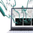 Chemical and biological structures emerging from a laptop screen